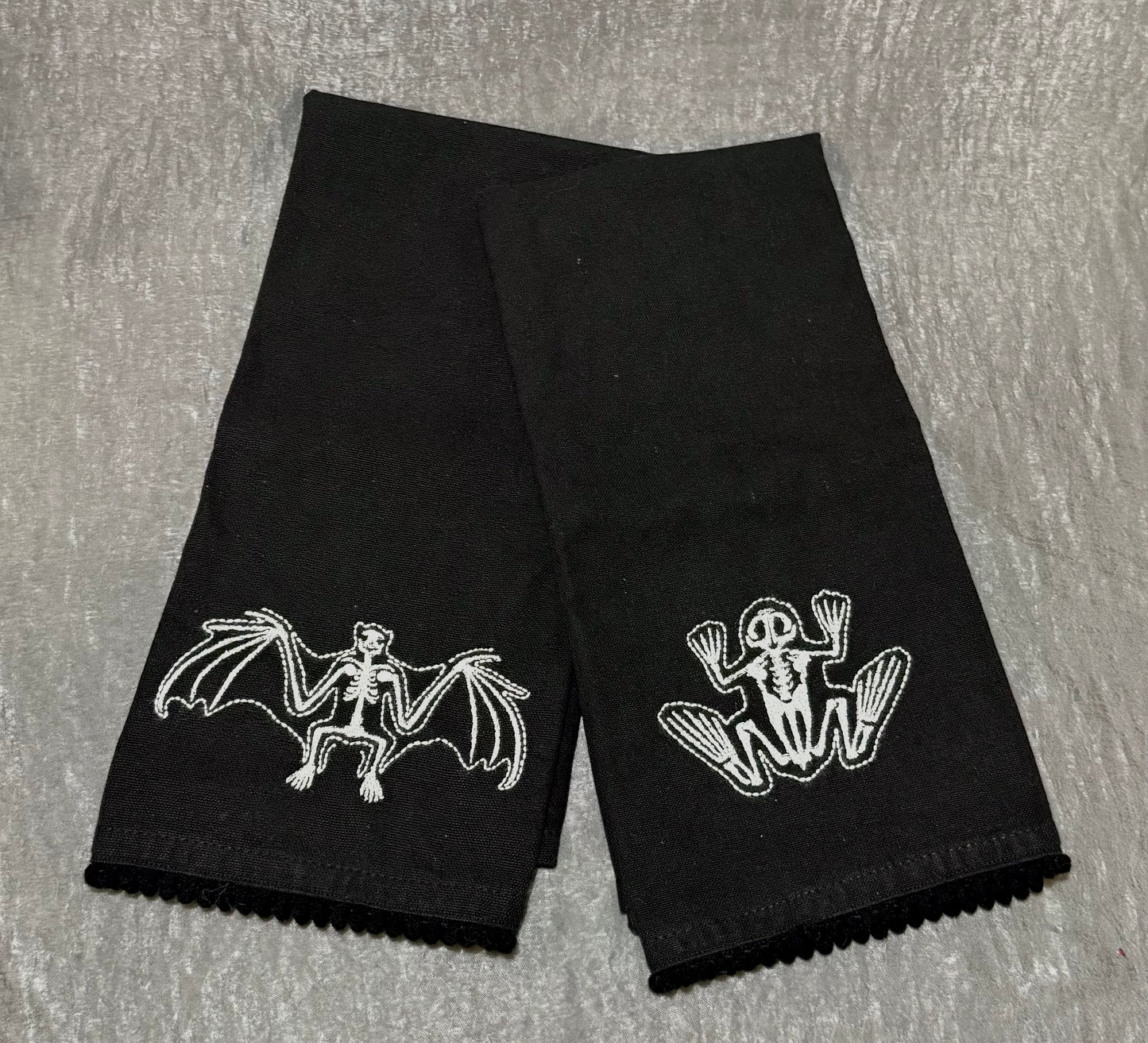 Skeleton Embroidered Tea Towel (Set of 1)