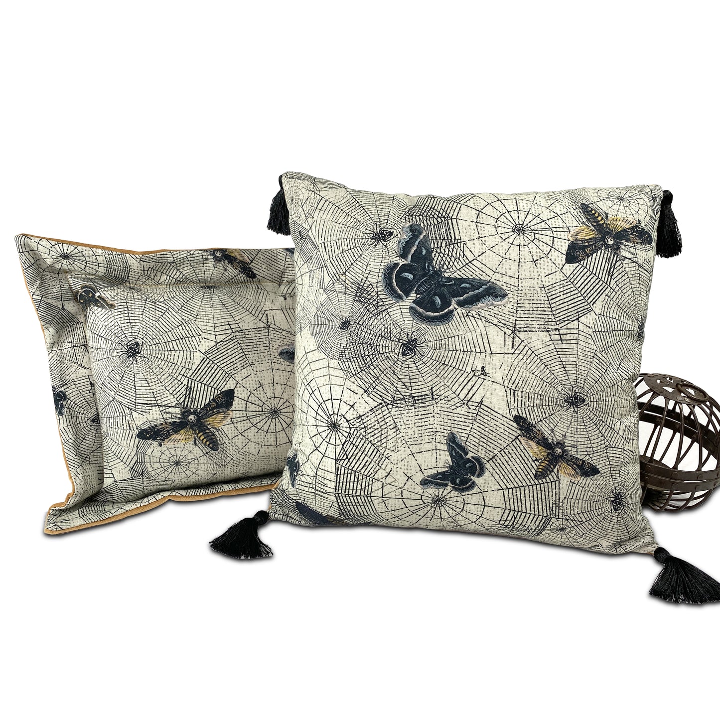 Dark Academia Moth & Spiderweb Lumbar Pillow Cover with Flange