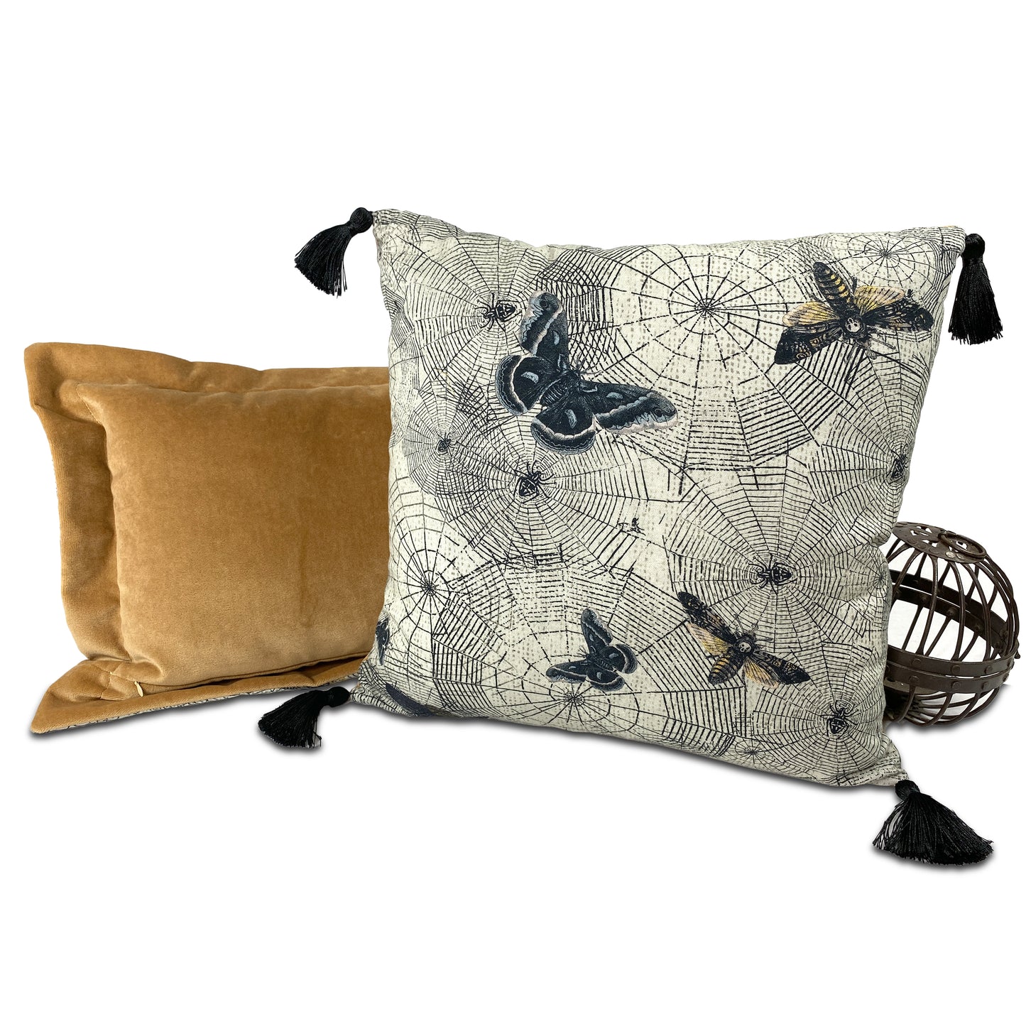 Dark Academia Moth & Spiderweb Lumbar Pillow Cover with Flange