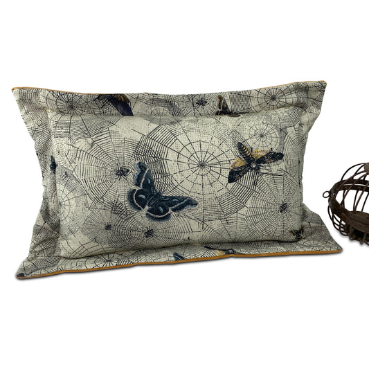 Dark Academia Moth & Spiderweb Lumbar Pillow Cover with Flange